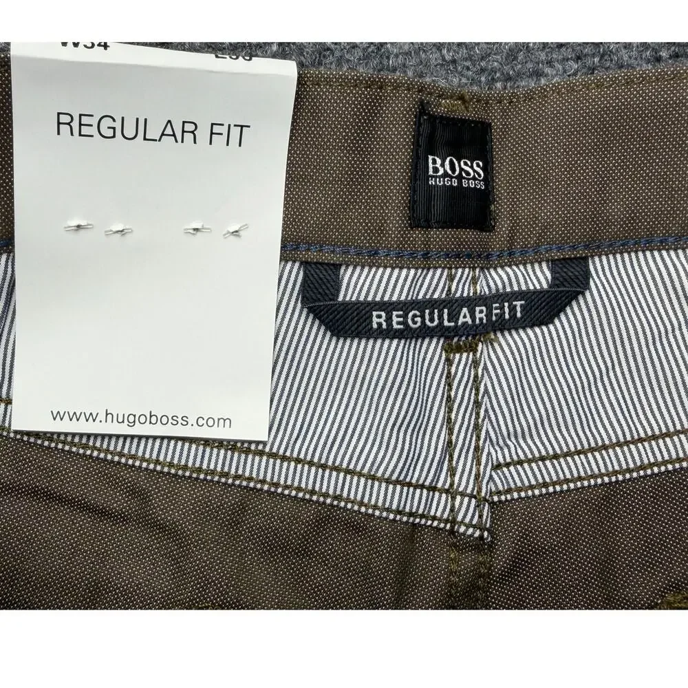 Hugo Boss Mens Jeans 34x36 Brown Regular Fit Straight Leg NWT NEW